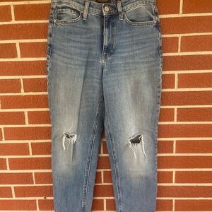 Banana Republic High Rise Blue Jeans with Distressed Details